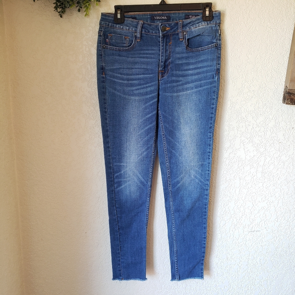 Vigoss Marley Skinny Jeans Mid Rise Raw Hem Women's Size W 27 L 26
